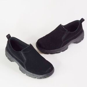 Lands End Insulated All Weather Suede Black Moc Slip On Shoe Size 6 Women’s